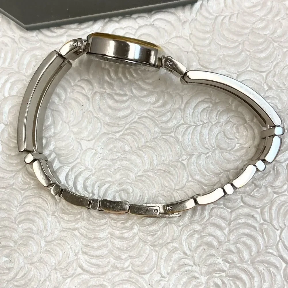 Vintage Bill Blass Diamond Accented Oval Dial Tri-Color Bracelet Watch